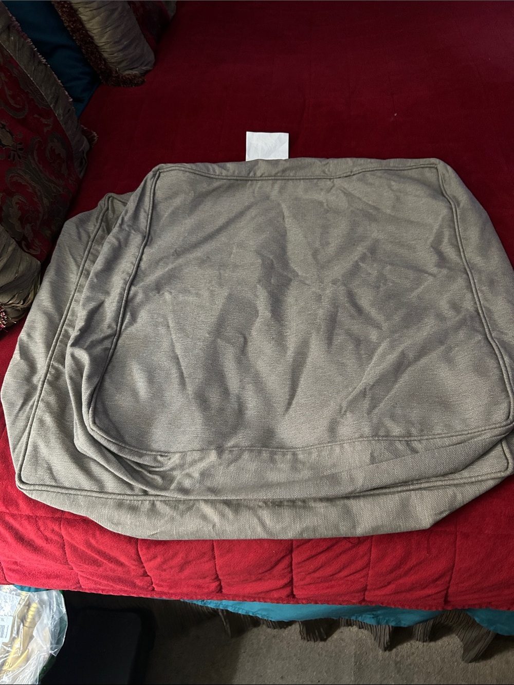 2 Outdoor Cushion Covers with zippers - Neutral Grey Covers 24x 24 x 5